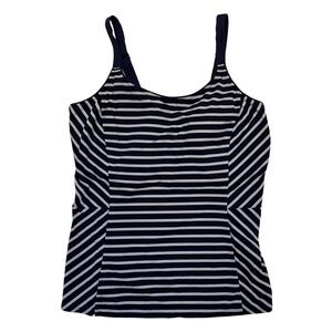 Lands’‎ End Navy & White Striped Tankini Swimsuit Top Size 18L